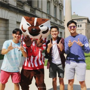 Students with Bucky Badger